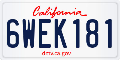 CA license plate 6WEK181