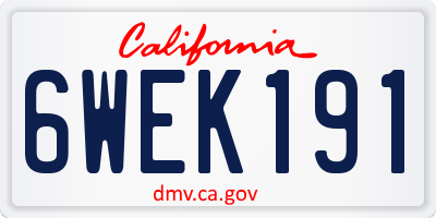 CA license plate 6WEK191