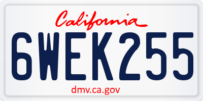 CA license plate 6WEK255