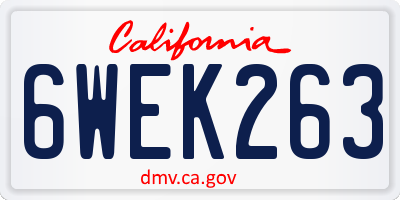 CA license plate 6WEK263