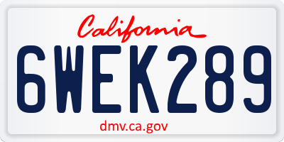 CA license plate 6WEK289