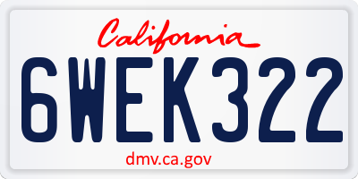 CA license plate 6WEK322
