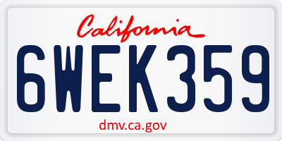 CA license plate 6WEK359