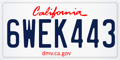 CA license plate 6WEK443