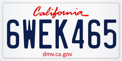 CA license plate 6WEK465