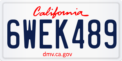 CA license plate 6WEK489