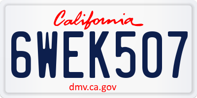 CA license plate 6WEK507