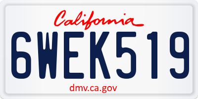 CA license plate 6WEK519