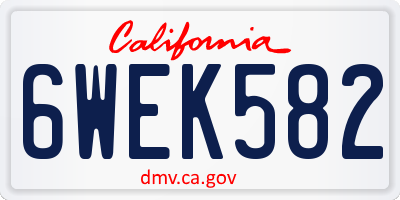 CA license plate 6WEK582