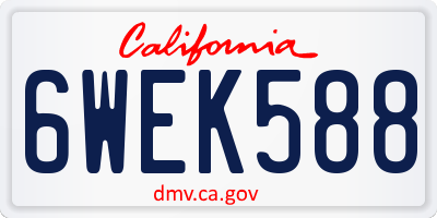 CA license plate 6WEK588