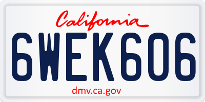 CA license plate 6WEK606