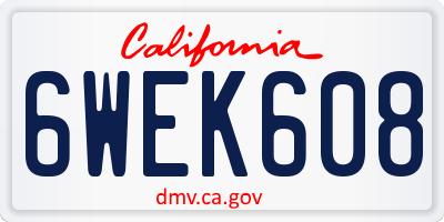 CA license plate 6WEK608