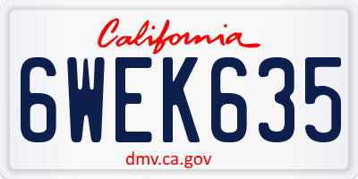 CA license plate 6WEK635