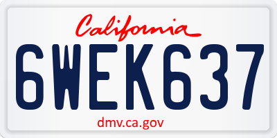 CA license plate 6WEK637
