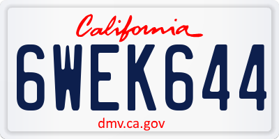 CA license plate 6WEK644