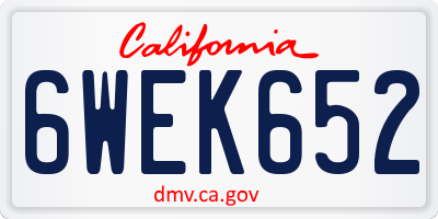 CA license plate 6WEK652