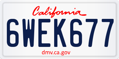 CA license plate 6WEK677
