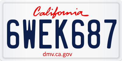 CA license plate 6WEK687