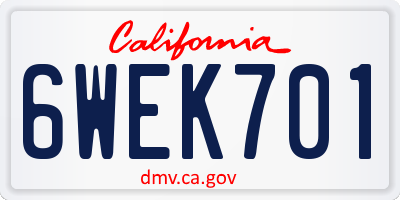 CA license plate 6WEK701