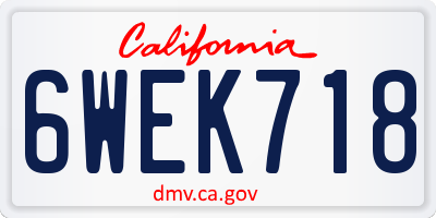 CA license plate 6WEK718