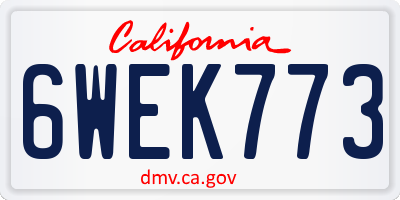 CA license plate 6WEK773