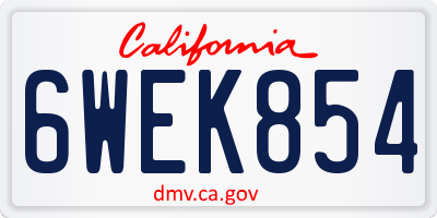 CA license plate 6WEK854