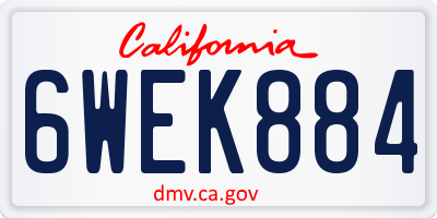CA license plate 6WEK884