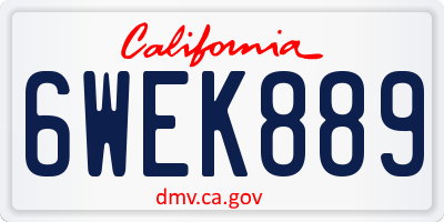 CA license plate 6WEK889