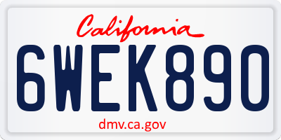 CA license plate 6WEK890