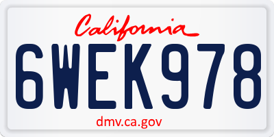 CA license plate 6WEK978