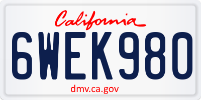 CA license plate 6WEK980
