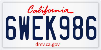 CA license plate 6WEK986
