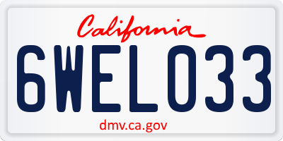 CA license plate 6WEL033