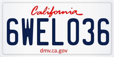 CA license plate 6WEL036