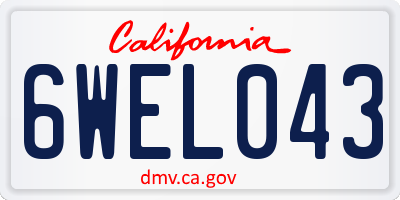 CA license plate 6WEL043