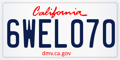 CA license plate 6WEL070