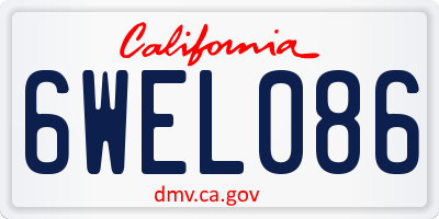 CA license plate 6WEL086