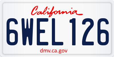 CA license plate 6WEL126