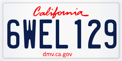 CA license plate 6WEL129