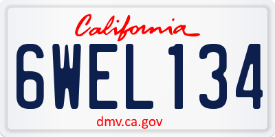 CA license plate 6WEL134