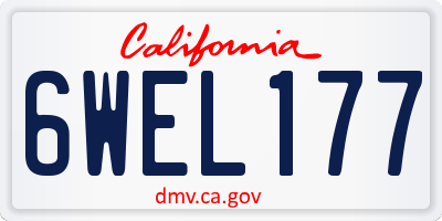 CA license plate 6WEL177