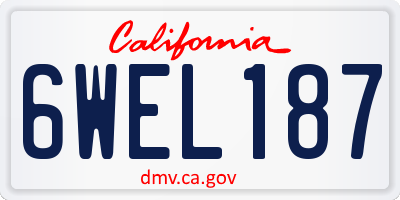 CA license plate 6WEL187