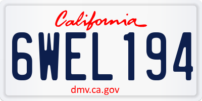 CA license plate 6WEL194