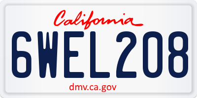 CA license plate 6WEL208