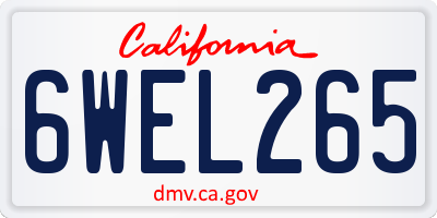 CA license plate 6WEL265