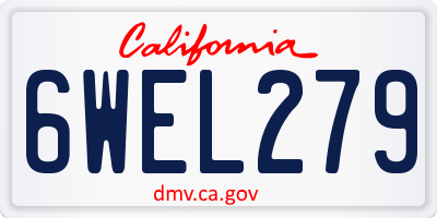 CA license plate 6WEL279