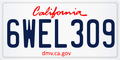 CA license plate 6WEL309
