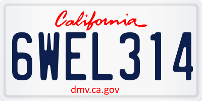 CA license plate 6WEL314