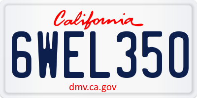 CA license plate 6WEL350