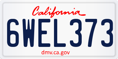 CA license plate 6WEL373